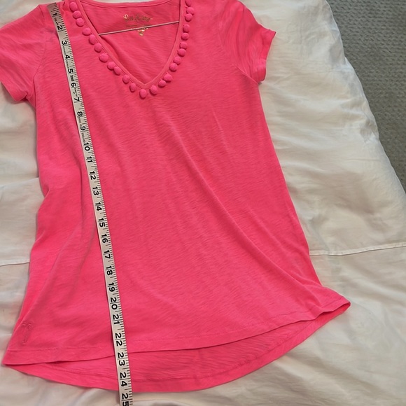 Lilly Pulitzer Etta Pom Pom V Neck TShirt - Picture 7 of 7